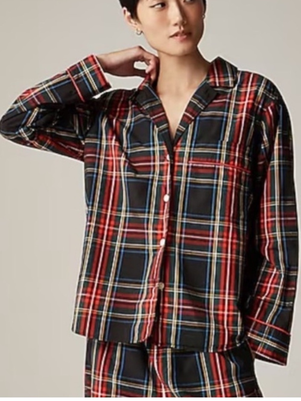 J Crew Pajama Top Only in Stewart Tartan Cotton Poplin size 2X Plaid Button Up
